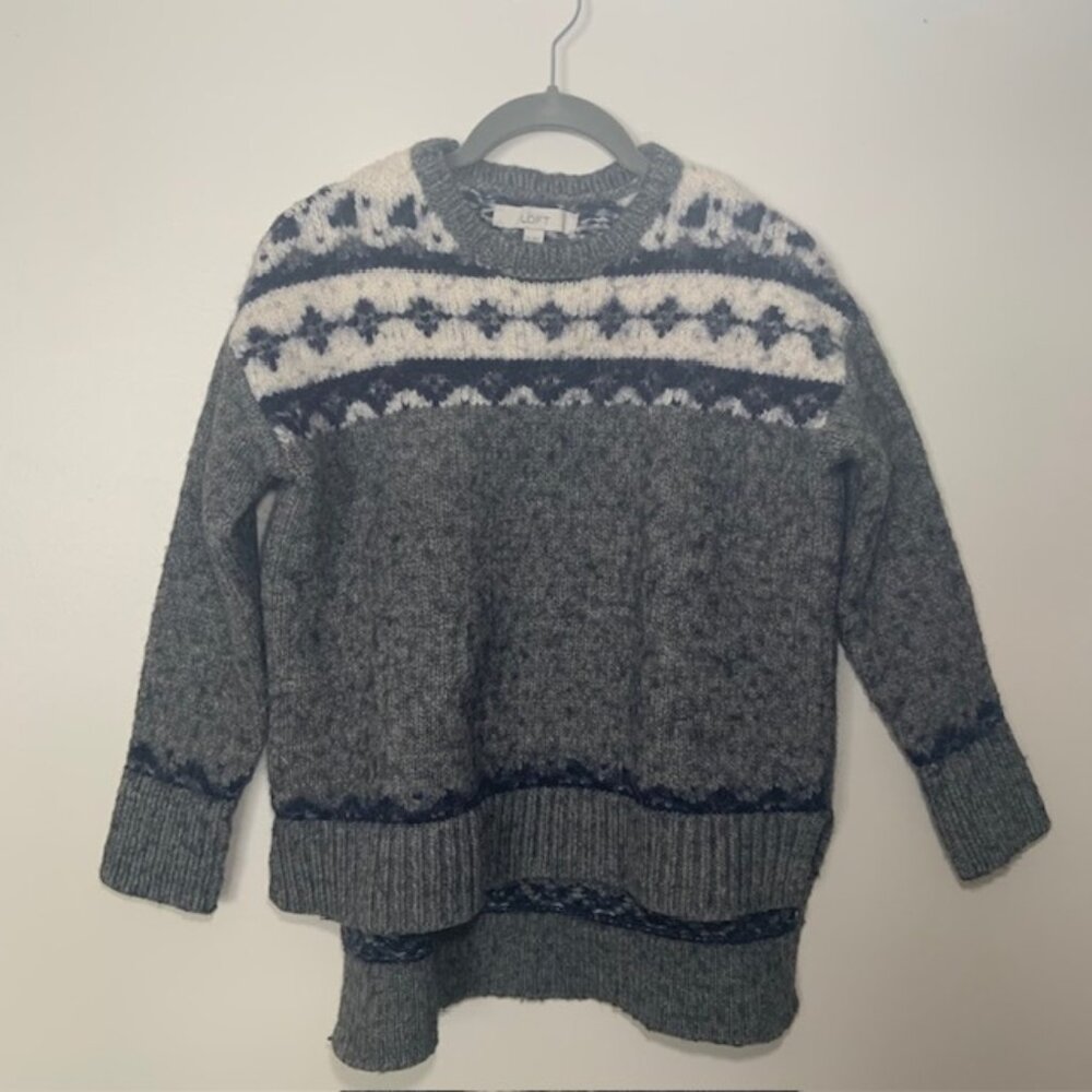 NWOT LOFT Fair Isle Chunky Apres Ski Nordic Sweater Wool Mohair Blend - Size M
